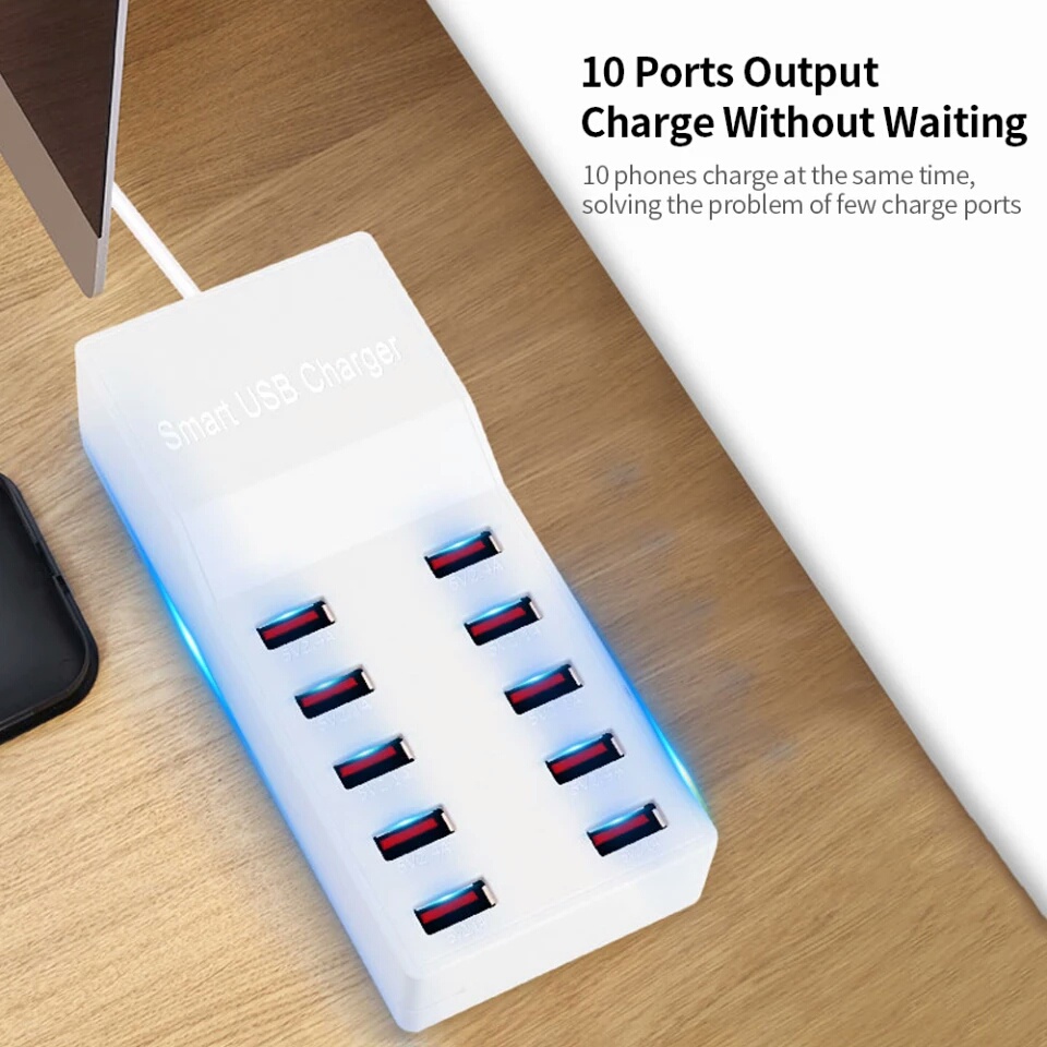 CHARGER USB 10 PORT QUICK 3.0 FAST CHARGE 50W PD