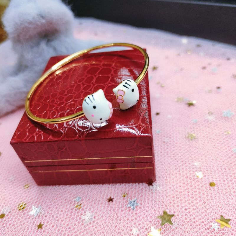 Gelang Bangle Anak Titanium Hello Kitty Lapis Emas Jewelry 708MO