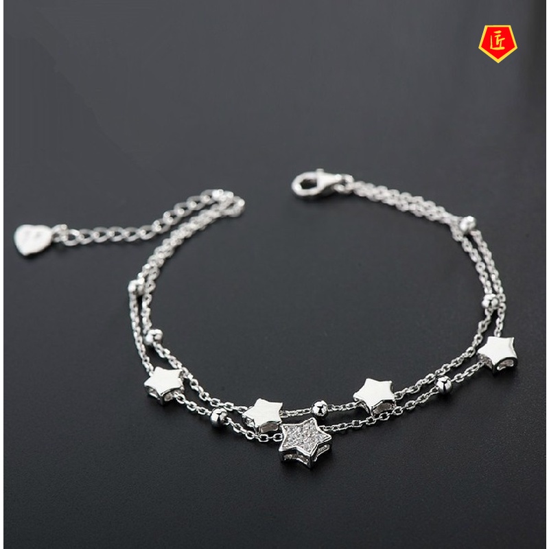 [Ready Stock]Double-Layer Star Silver Bracelet Bracelet for Women