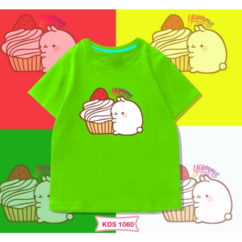 KIDS TSHIRT/KAOS KIDS/KAOS ANAK BERGAMBAR MOLANG CUPCAKE CEWE COWO