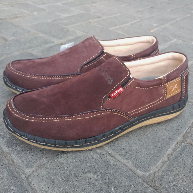 Kickers Sepatu Casual Kasual Pria Bahan Kulit Asli Model Slip On Harga Murah Kode KC.54
