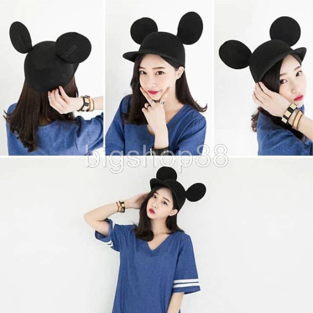 bigshop88 - Topi Snapback Mickey Mouse Hat Topi Bowler Miki Tikus Cosplay Snap Topi Anak Dewasa Bowler