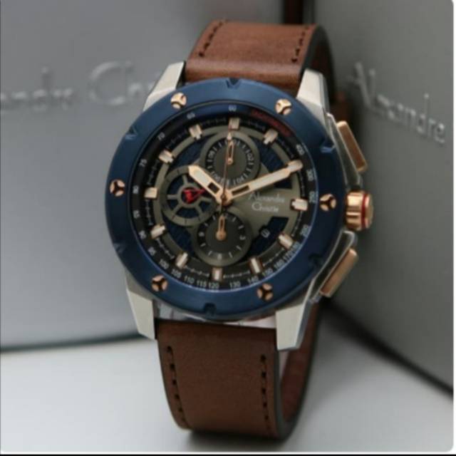 Jam Tangan Alexandre Christie 6549 Pria Blue Silver Original