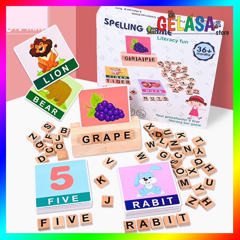 Gelasa Mainan kayu anak Wooden English Letters Toy