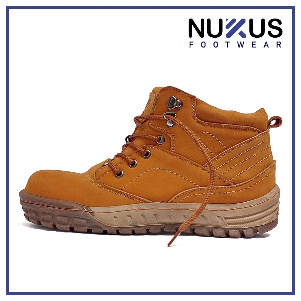 Nukus Sepatu Safety Ujung Besi Boots Pria Kulit Coklat Tan - DT NB