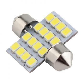 Lampu Mobil LED Super White 31mm Festoon 16 SMD 1210 2 PCS