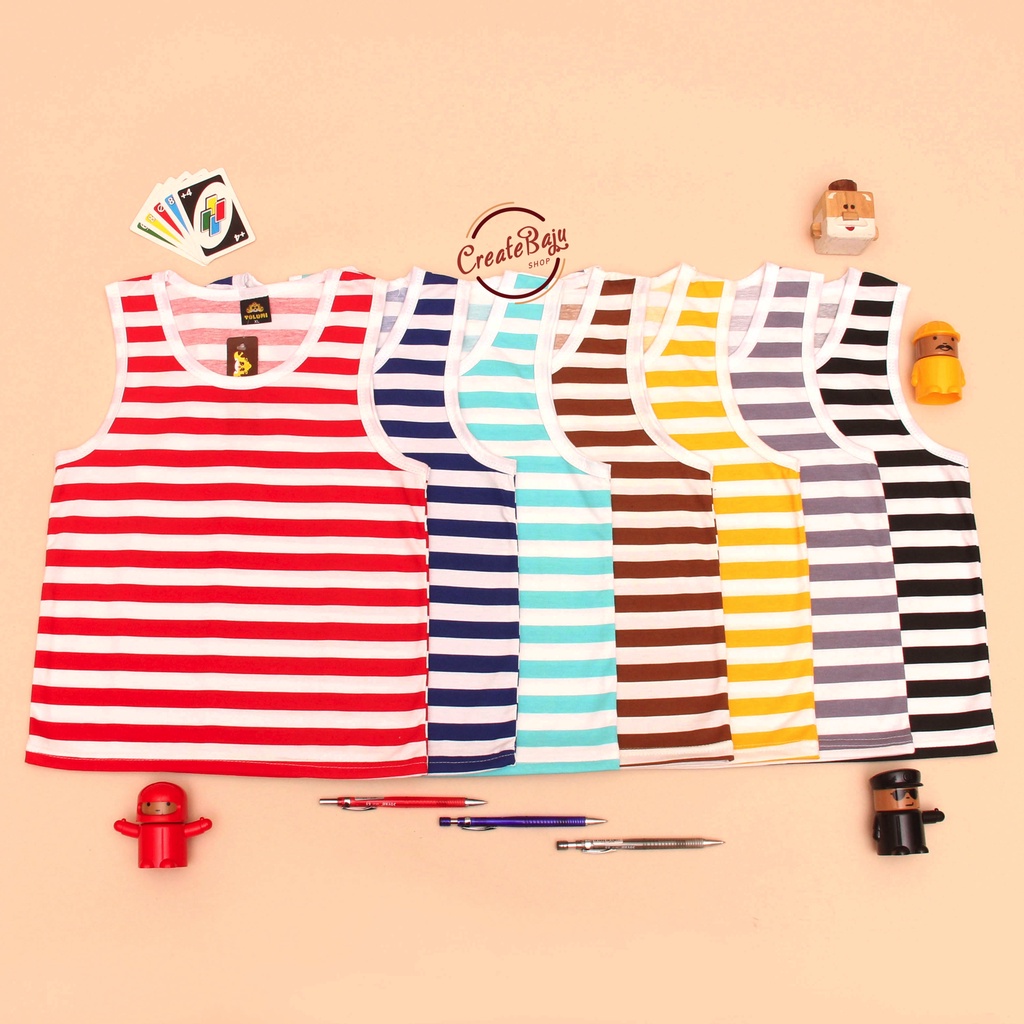 PROMO 7.7 SINGLET ANAK LAKI MOTIF SALUR BAJU ATASAN ANAK PAKAIAN ANAK LENGAN BUNTUNG FASHION TRENDY