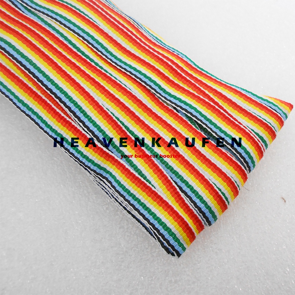 Webbing Strip Halus Lebar 1 cm Motif Pelangi Rainbow Harga Per Rol isi 18 Meter