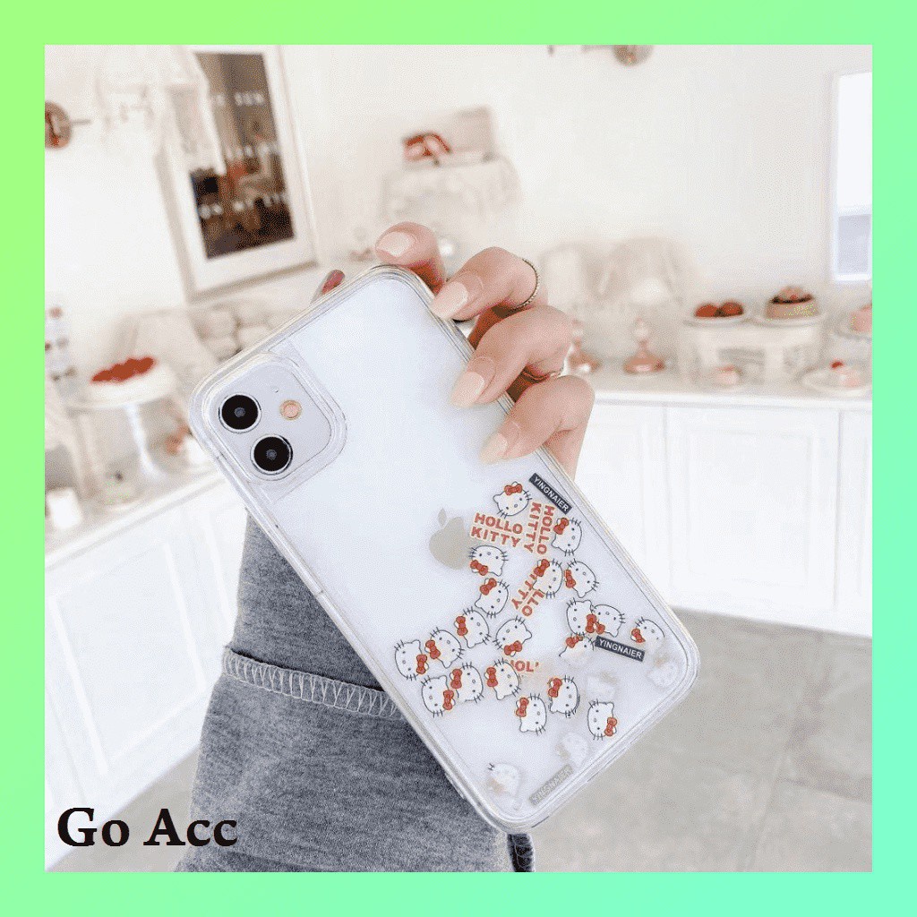 Hello Kitty Soft case Air Glitter Iphone 6 6s 7 8 SE 6+ 6s+ 7+ 8+ X Xs Xr Xs Max 11 12 13 Pro FH04