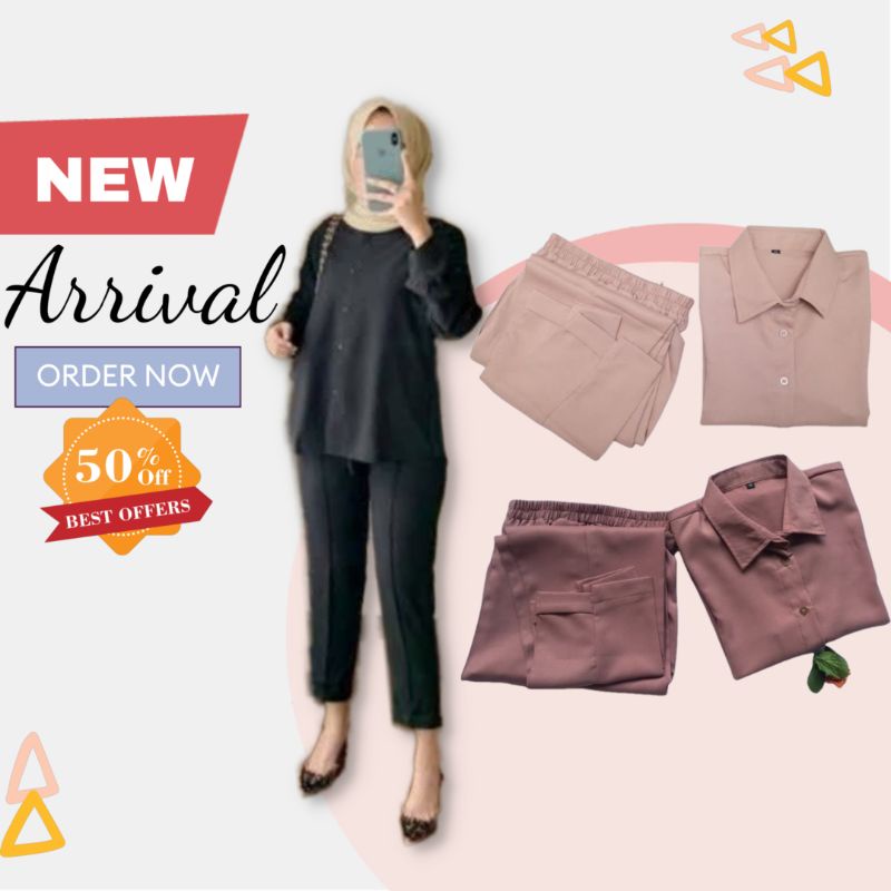 FASHION VIRAL WANITA MUSLIM REFINA BASIC ONESET SALSABILA SIZE M L XL BAJU SETELAN FORMAL WANITA