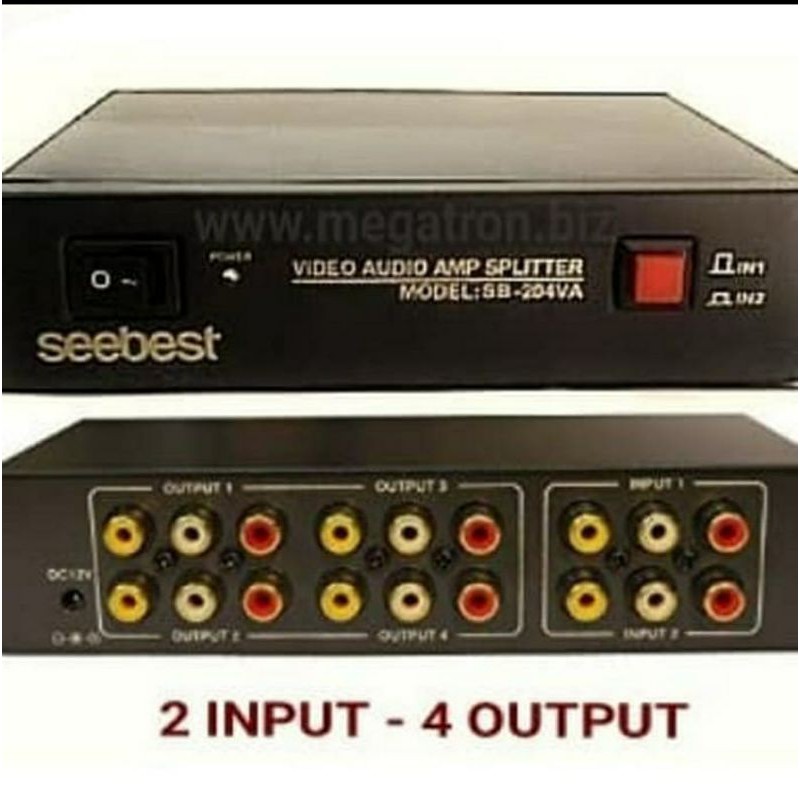 AV (RCA) Switcher Splitter Distributor (2 input - 4 output)