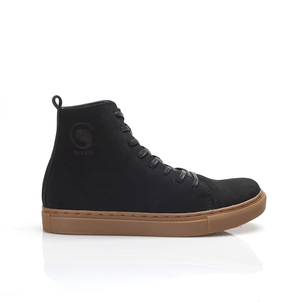 MAGNUS BLACK (Kulit Asli) - Sepatu Boots Pria Kasual Kulit Klasik Vintage Sporty Casual Cowok - Boot Kulit