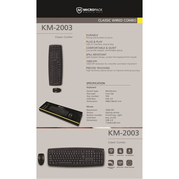 Keyboard Mouse Combo KM 2003 KM2003 Micropack Original Resmi