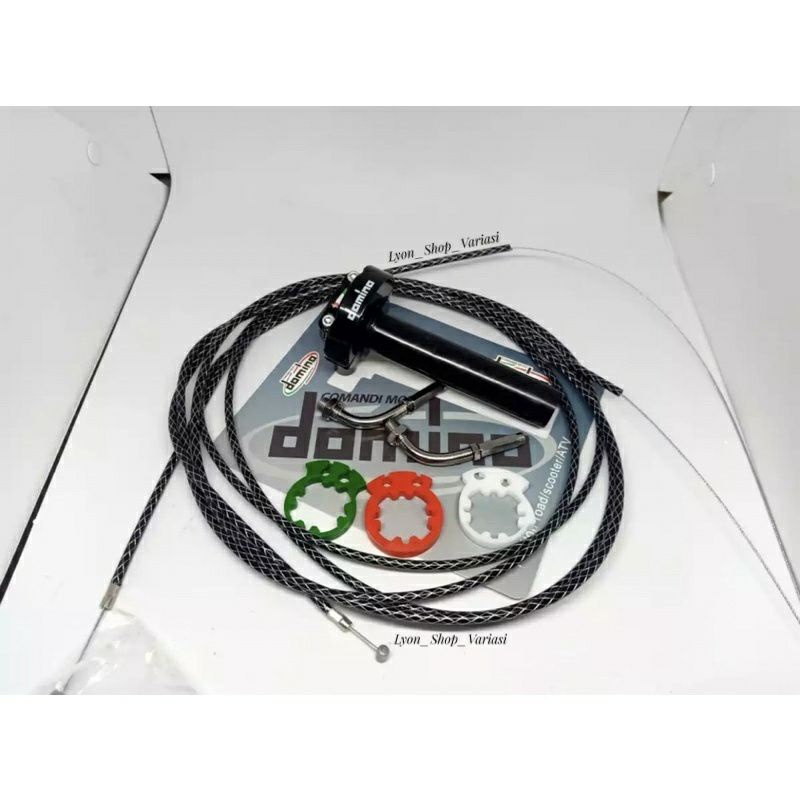 Paket Slongsong Gas Spontan Domino + Kabel Gas Serat 2 Pcs Panjang Kabel 210cm Nmax PCX Lexi Aerox V