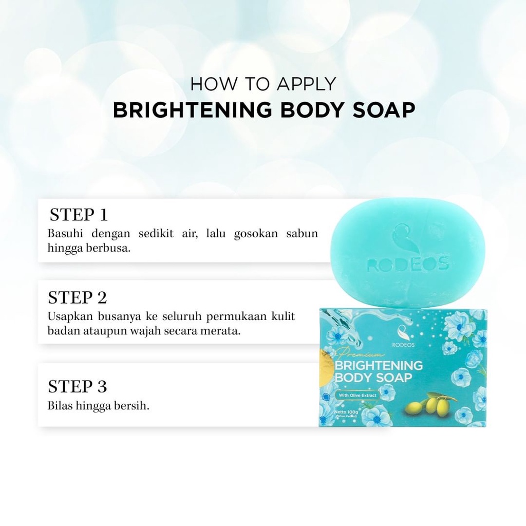 Sabun Pencerah Wajah Badan Pria Ampuh Rodeos Brightening Body Soap Sabun Whitening BPOM Honey Ferment Filtrate With Extract Olive Oil 100g SM7