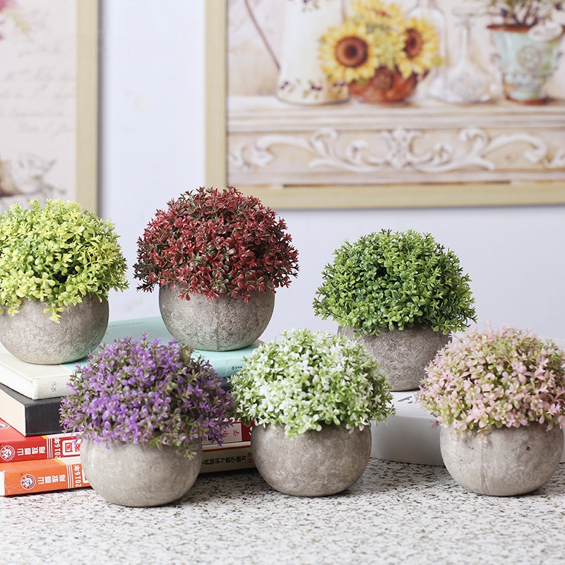 BONSAI BULAT GRASS BALL ARTIFICIAL BUNGA PLASTIK PALSU PAJANGAN DEKORASI