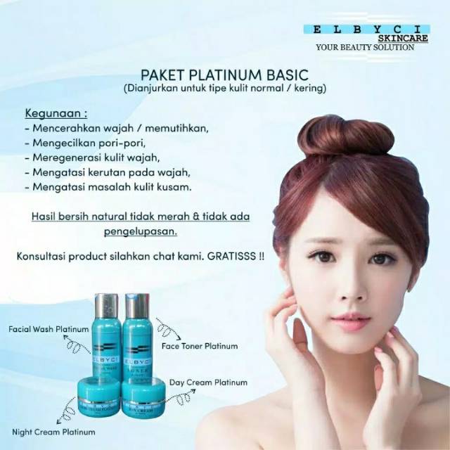 PAKET CREAM PEMUTIH PLATINUM/PERAWATAN WAJAH/SKINCARE BY ELBYCI (PAKET PLATINUM BASIC)