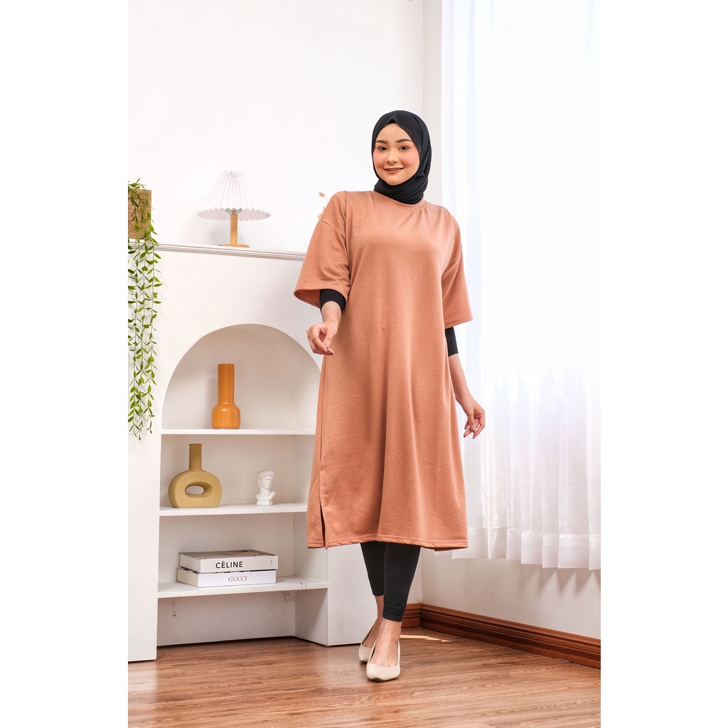 MIDI DRESS BASIC Tee OVERSIZE KAOS Jumbo Long tunik TSHIRT DRESS POLOS