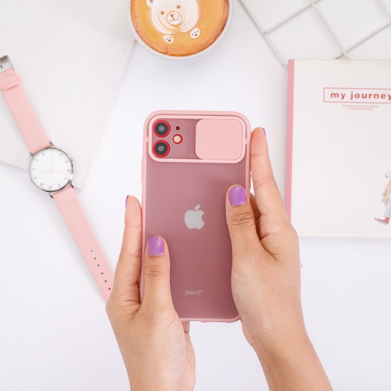 Transparant Slide Camera Protection Soft Case Lens Cover iPhone 11 XS X XR 6+ 7+ 8+ SE 6 7 8 PRO MAX-TS Pink