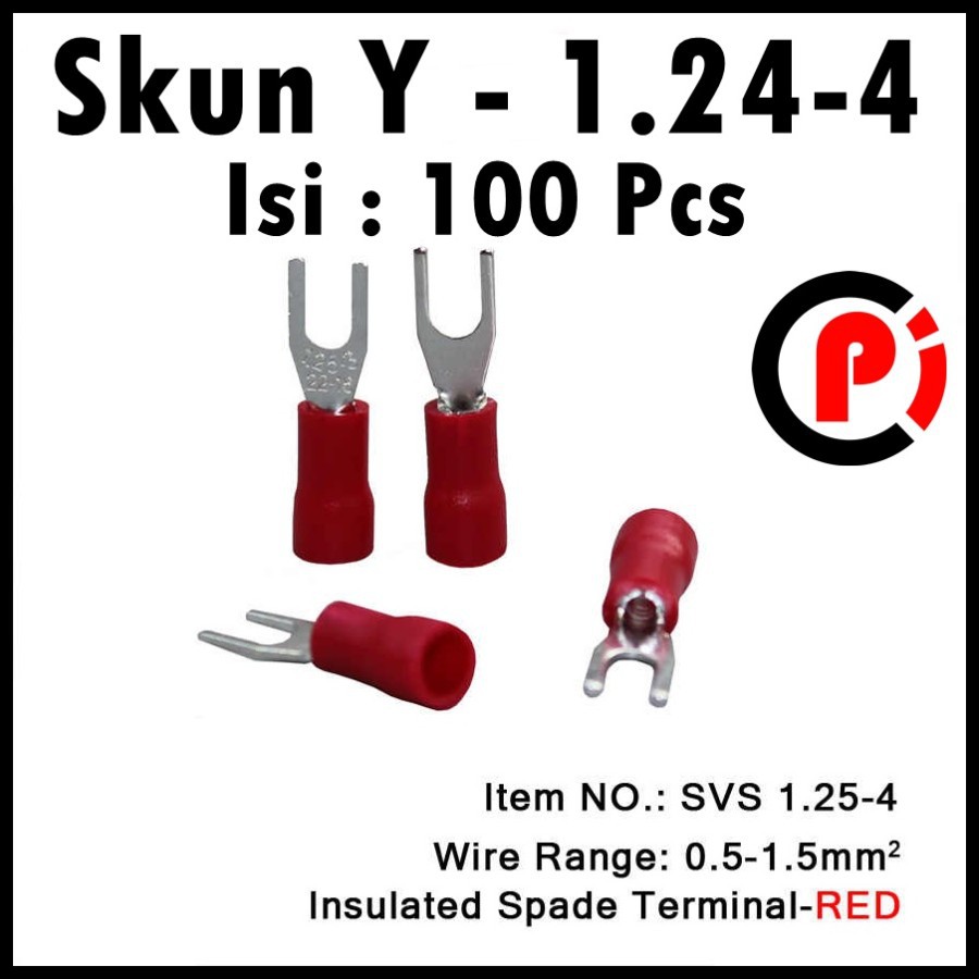 Per Bungkus Skun Y Untuk Kabel Terminal Tipe SV 1.25 - 4 Warna Merah