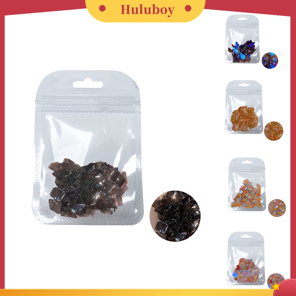 Huluboy Huluboy♡ 50 Pcs / Set Batu Kaca Berlian Imitasi 3D Irregular Warna-Warni Untuk Nail Art