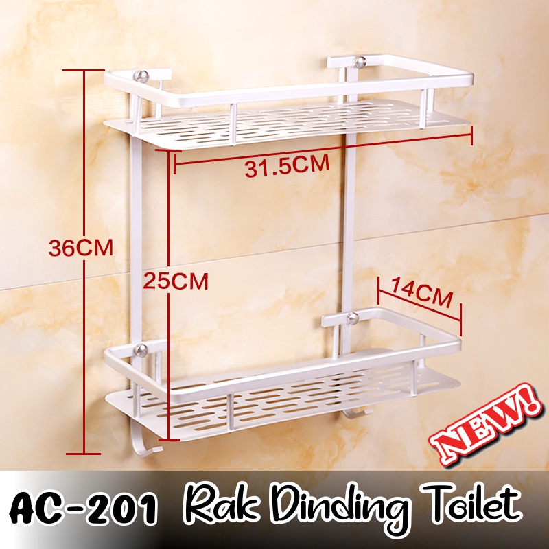 Rak Dinding Toilet Praktis Aluminium Serbaguna Anti Karat WD