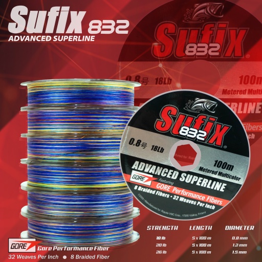 BRAID SUFIX 832 MULTICOLOR  100 M