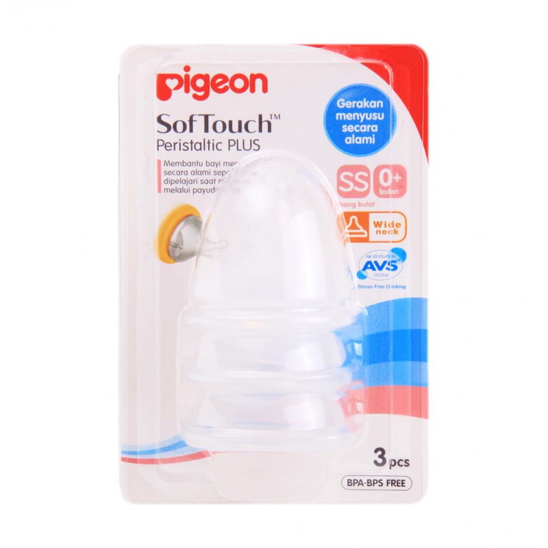 Pigeon Peristaltic Plus Nipple Wide Neck 3 Pack