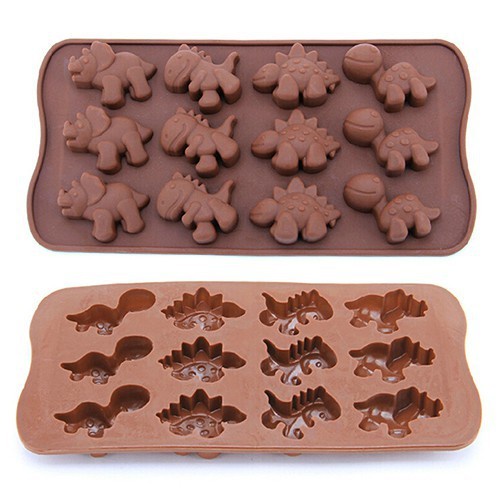 Cetakan Coklat Dinosaurus Silikon Pudding Jelly Coklat Es Bentuk Dinosaurus - Cetakan Dino - Silicone Mold Bentuk Dino Serbaguna