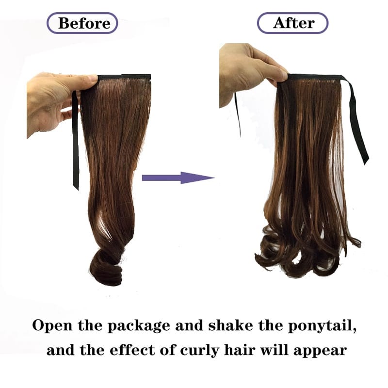 Wig Ponytail Anak Rambut Palsu Extensions Ponytail Model Pendek Keriting Bahan Sintetis Dengan Klip