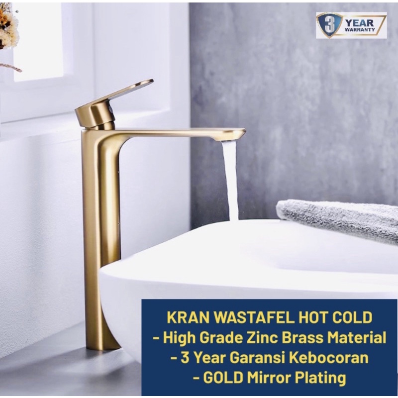 5066 GOLD Kran Wastafel Panas Dingin Mixer - Keran Air Hot Cold Faucet