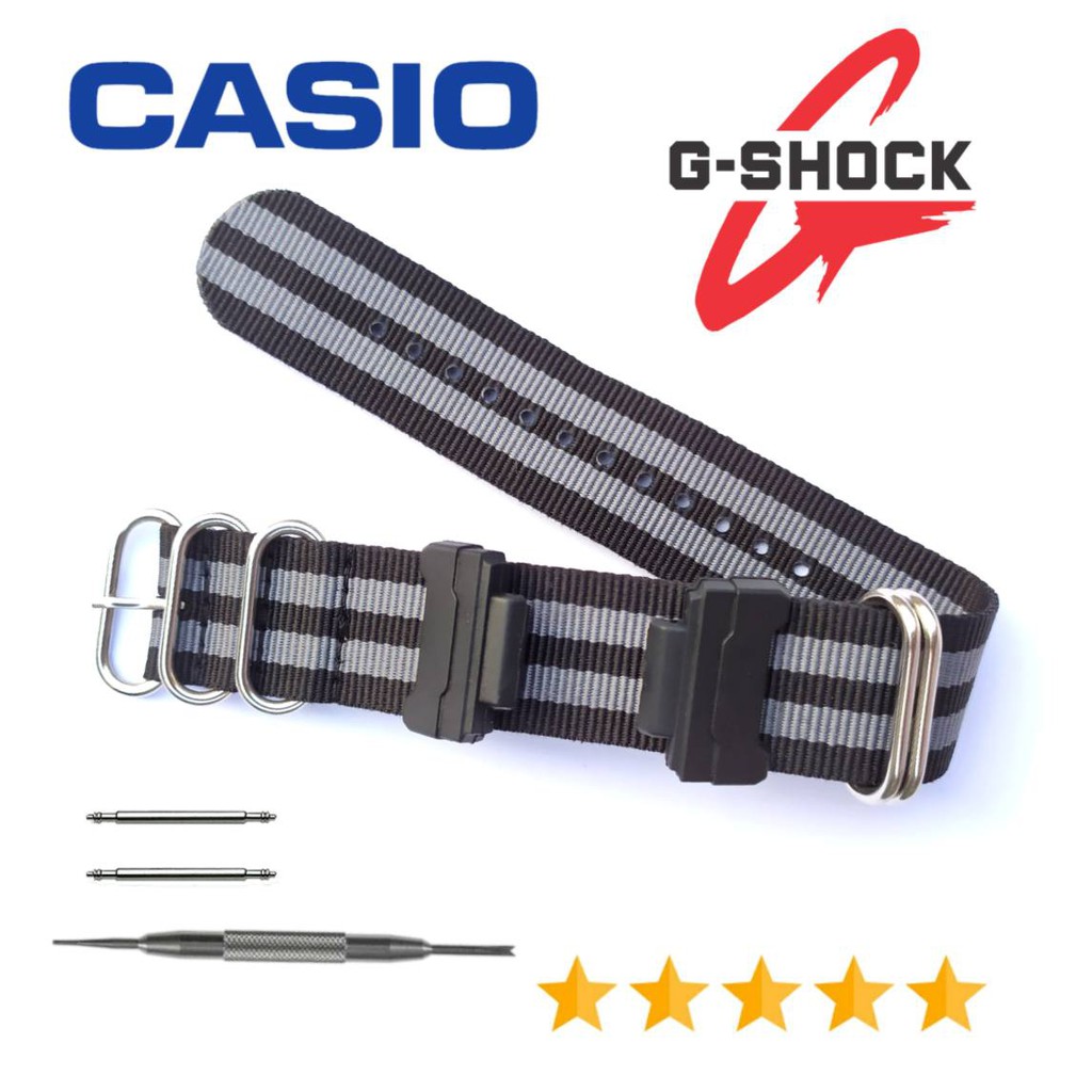 STRAP TALI JAM TANGAN CANVAS G-SHOCK ADAPTER BLACK GREY