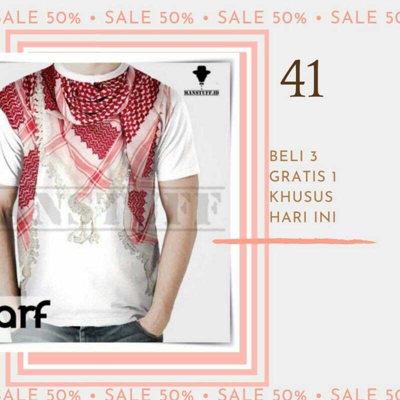 Kaos 3D Putih Surban Merah