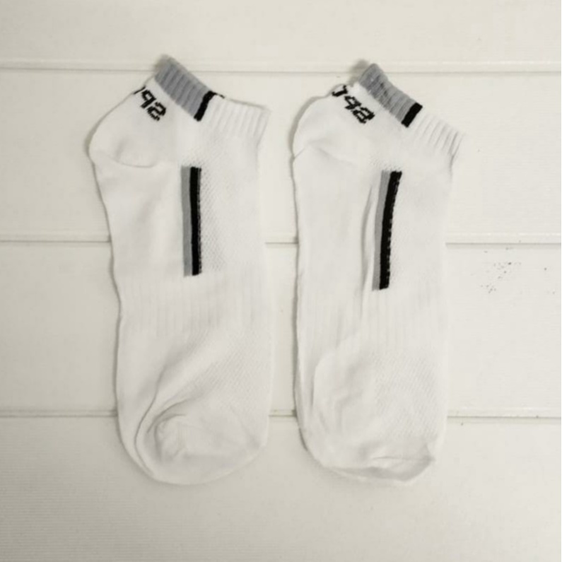 ✧YUKSHOPING✧ R103 Kaos Kaki Polos 6 Garis Unisex Fashion Wanita/Pria Kaos Kaki Import Murah Jakarta-SPORT PUTIH ABU