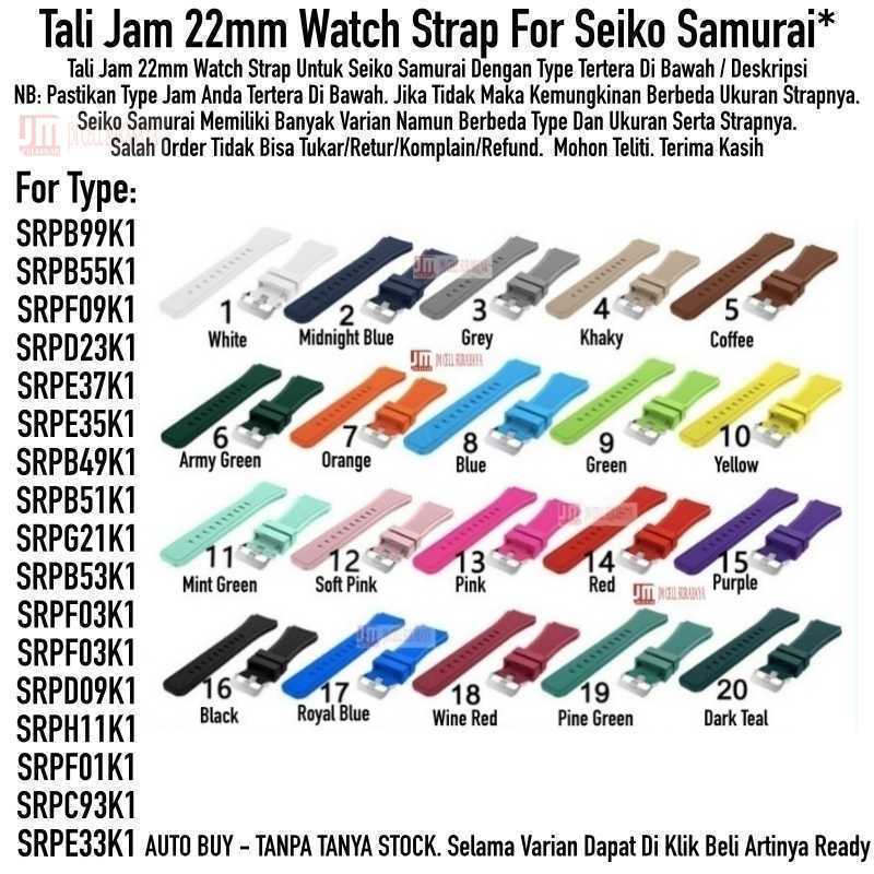 MS3 Tali Jam 22mm Watch Strap Seiko Samurai - Rubber Silikon Metal Buckle