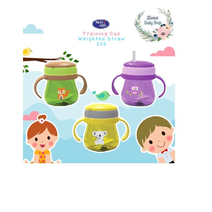 Baby Safe botol minum straw anti tumpah JP019 - cup weighted straw | SK019 270ML