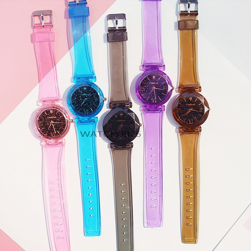 JAM TANGAN WANITA JELLY TRANSPARAN MURAH SIMPLE KOREA READY STOCK W91