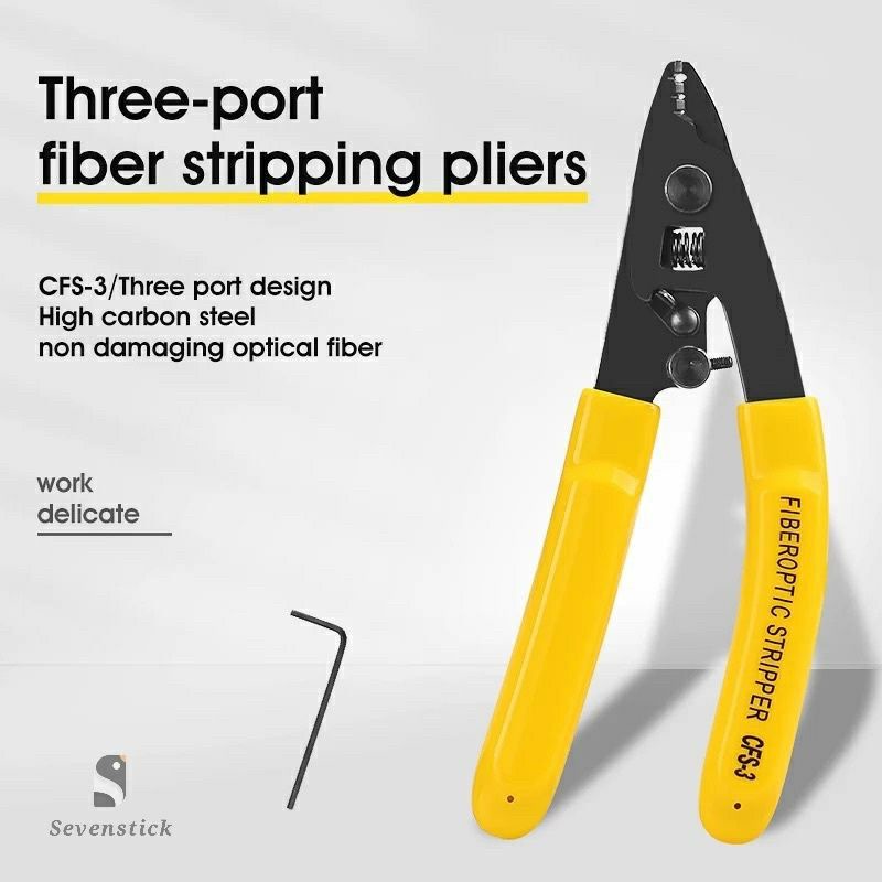 Stripper CFS 3 Hole Tang Potong Core Fiber Optic FTTH FO Striper Cutter Pliers