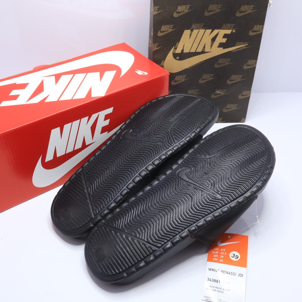 Sandal Sendal Slop Selop Slip On Slide Pria Wanita Cowok Cewek Laki Laki Casual Kekinian Murah NK Ceklis Hitam