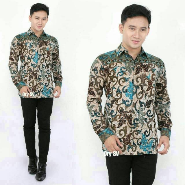 Kemeja Hem Lengan Panjang Batik Pria Modern Terfavorit Terkeren