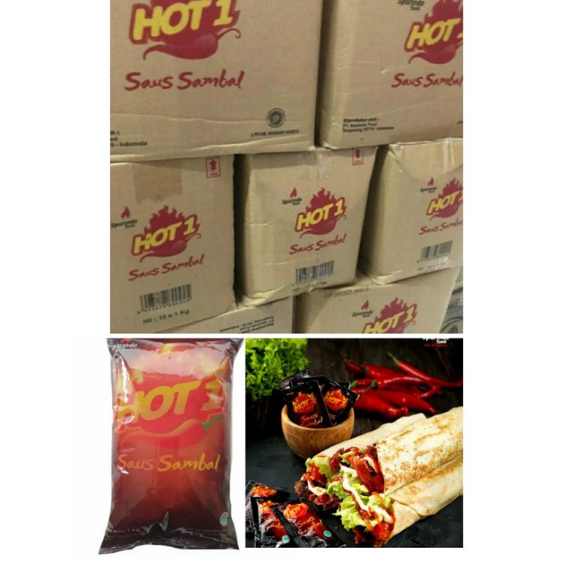 

Saos Sambal Hot 1 Hot1 Saus 1kg Refill Bantal per DUS isi 10