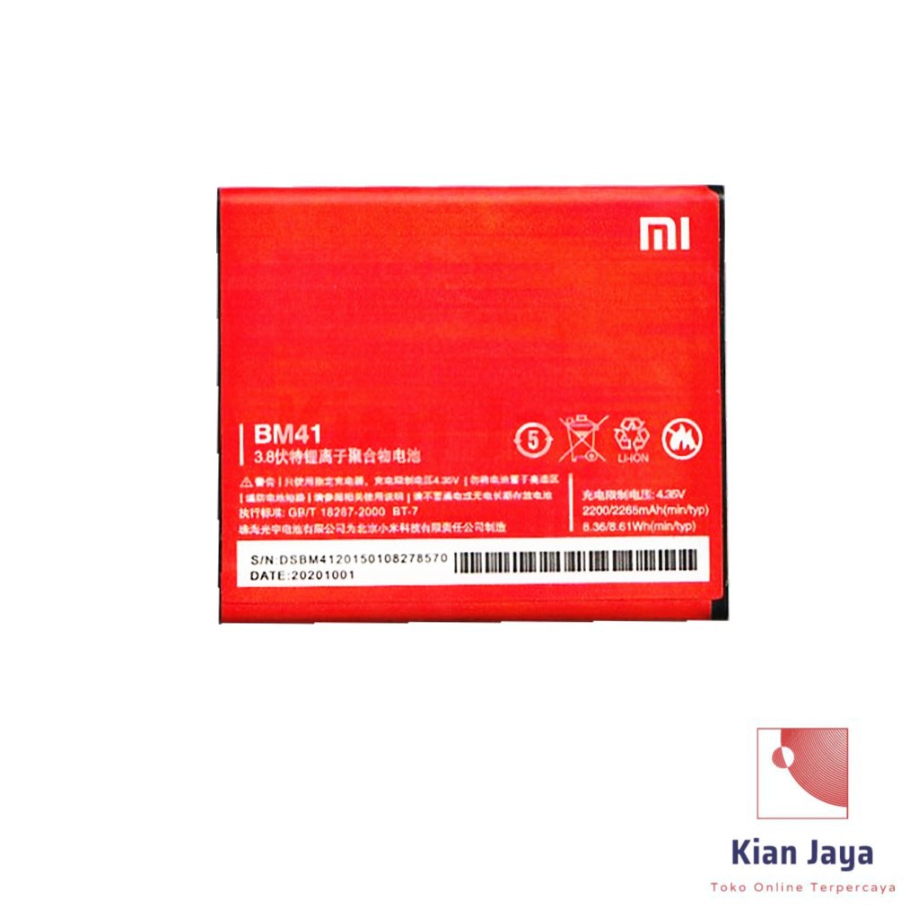 Baterai Hp XiaoMi Redmi 1S BM41 Original OEM Batrai, Batre, Battery Xiao Mi BM 41