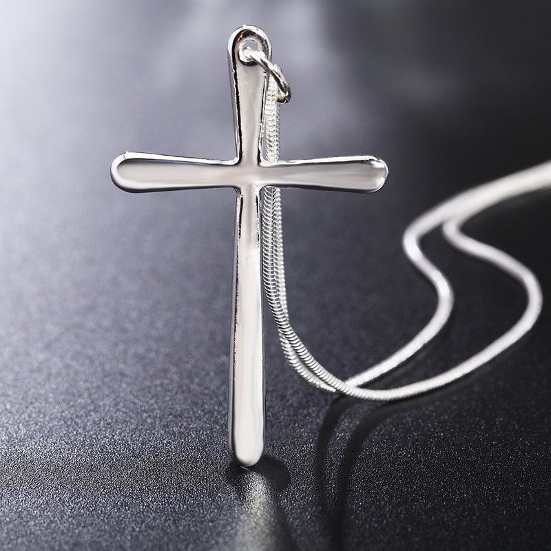 [Ready Stock]Fashion Personality Cross Simple Silver Necklace