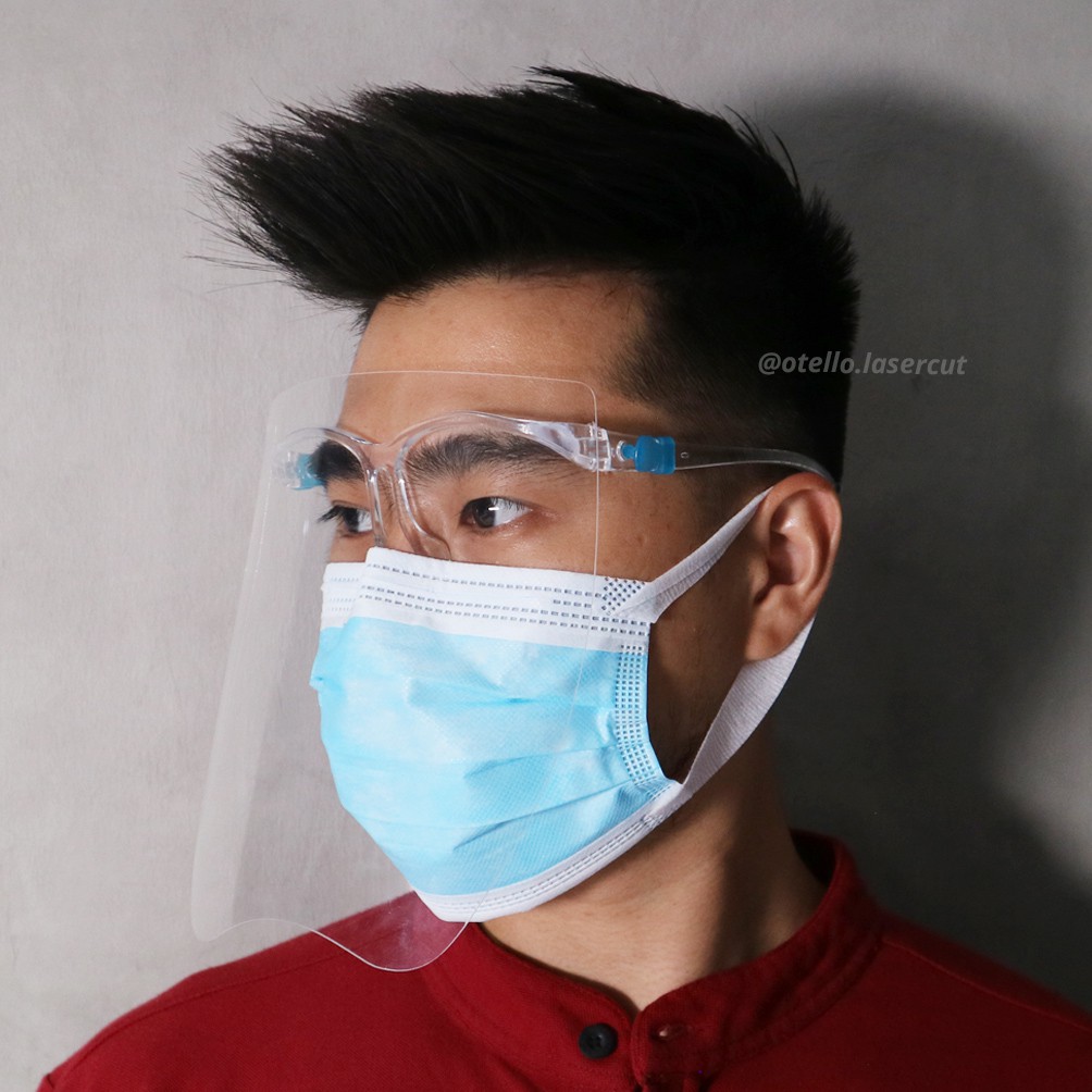 Face Shield Kacamata Clear Glass Full Faceshield Tebal Kacamata Pelindung Wajah Muka Acrylic Akrilik