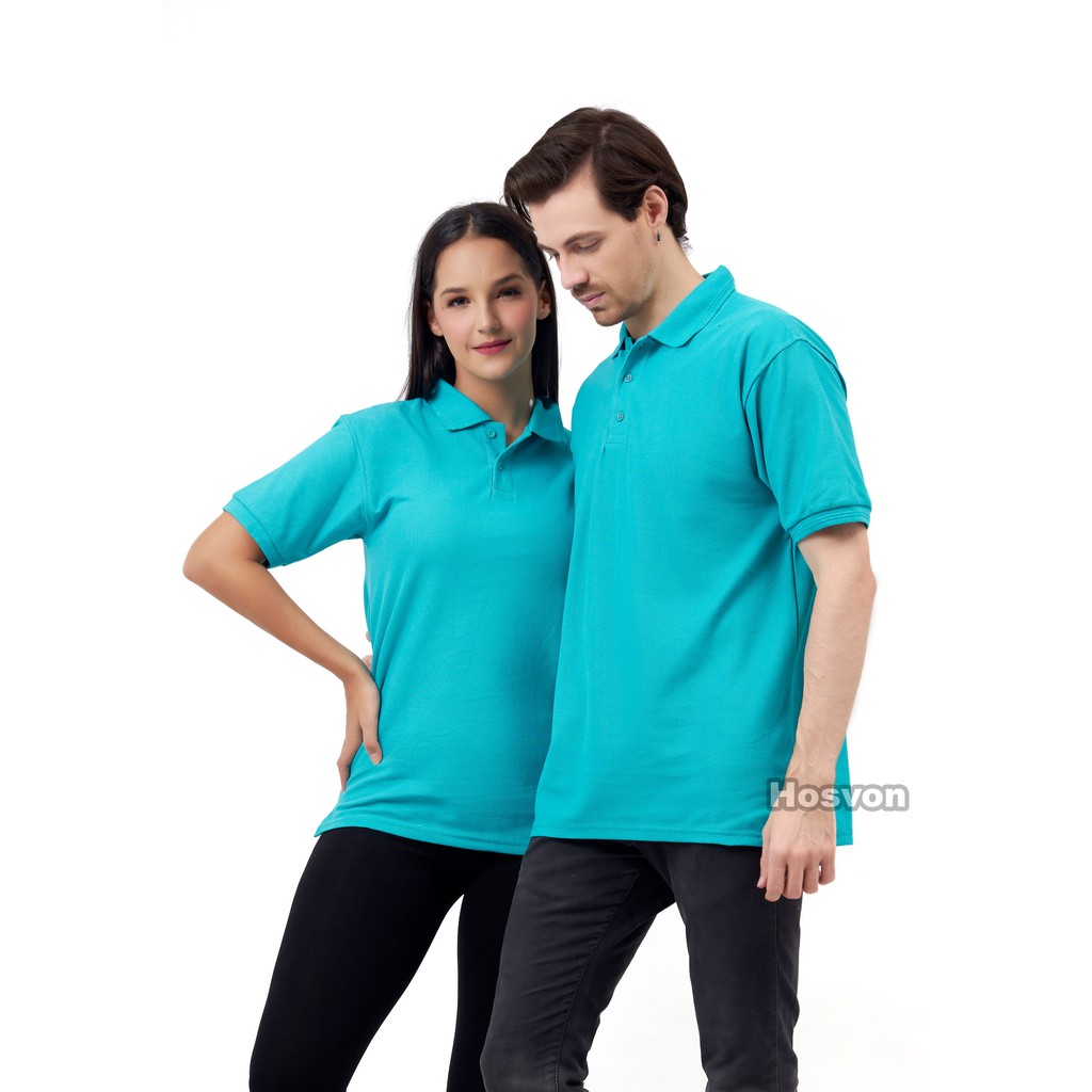 HIJAU TOSCA Hosvon Kaos Kerah Wangki COTTON 100% Size S-XXL ( PRIA &amp; WANITA )