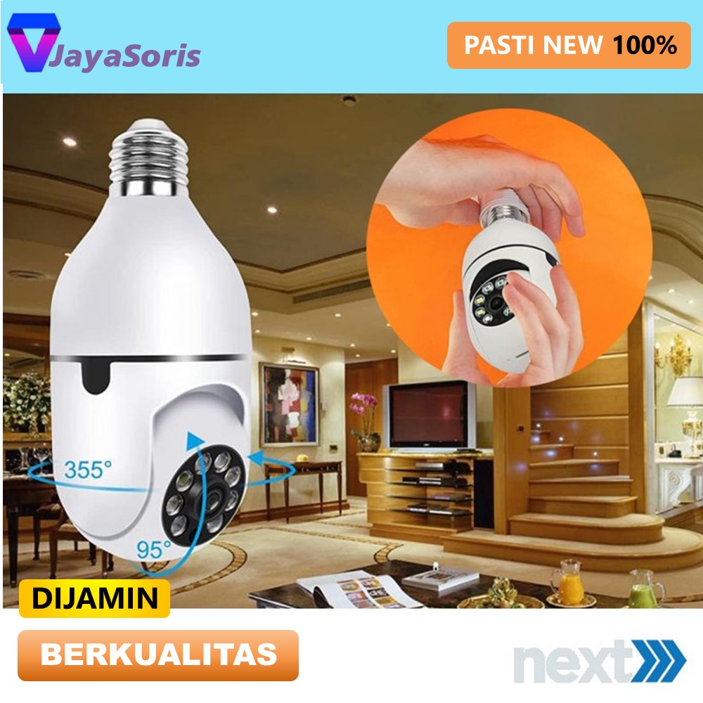 KAMERA MINI TERSEMBUNYI CCTV LAMPU BOHLAM WIFI 360 CAMERA MINI WIFI PENGINTAI KECIL HD LAMP SPY CAM IP WIRELESS TERHUBUNG HP JS155