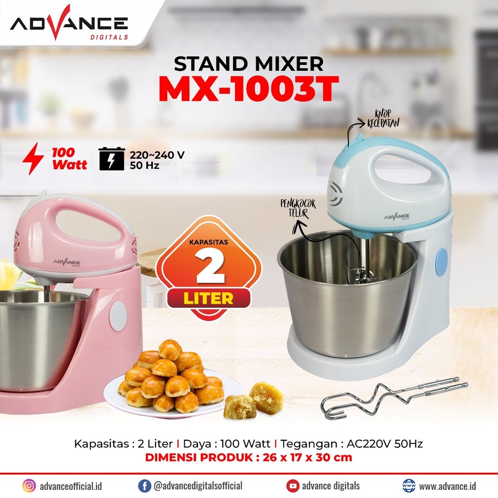 Stand Mixer / Mixer com / Stand mixer Advance terbaru MX 1003T 2 liter / MX1003T