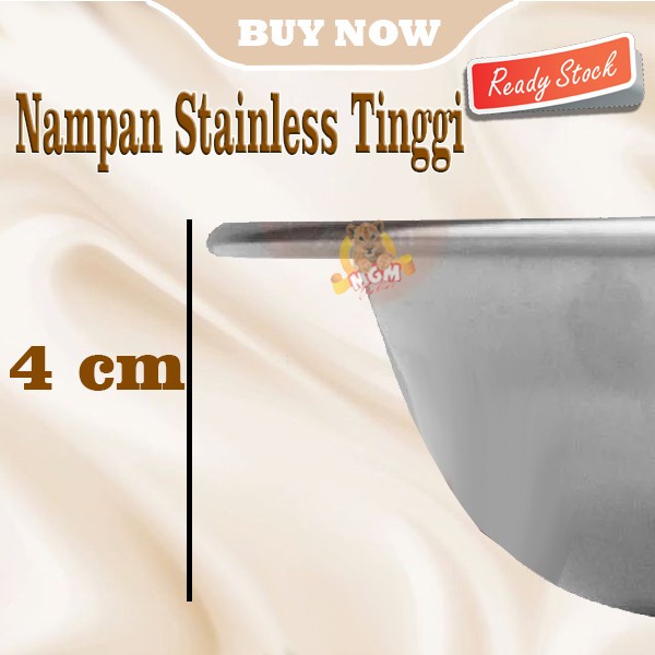 Nampan stainless steel Bulat Tinggi 22cm TEBAL Baskom Ceper