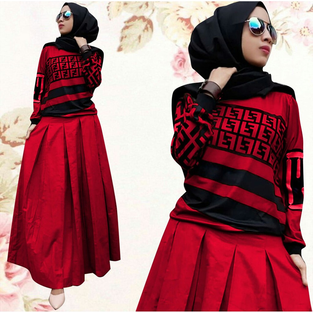 TERMURAH ST FENDY ROK RED/NAVY/CREAM/MAROON/DRESS MUSLIM/TERPOPULER/TELARIS/KONDANGAN/TERMURAH