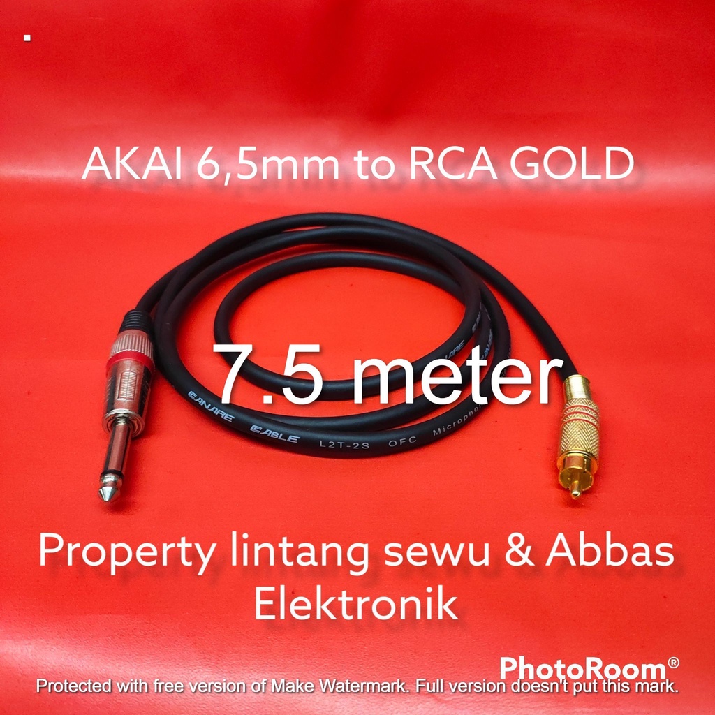 KABEL JEK AKAI 6,5MM TO RCA GOLD  7.5 METER